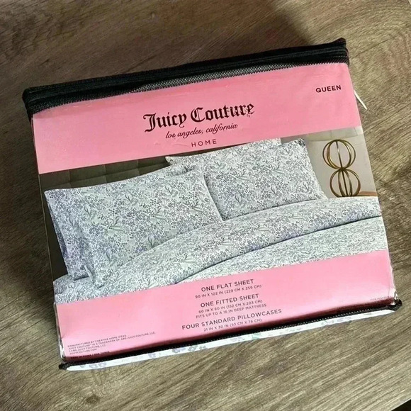Juicy Couture Home Queen Size Floral Sheet Set NWT - Picture 2 of 6
